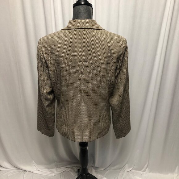 Norton McNaughton Blazer Womens Size 10 Tan Black Zipper Pockets Lined Jacket - Picture 4 of 6